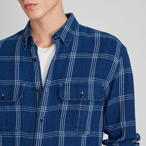 Long Sleeve Relaxed Indigo Twill Shirt Jacket -New With Tags -NEVER WORN -Indigo - Picture 3 of 5